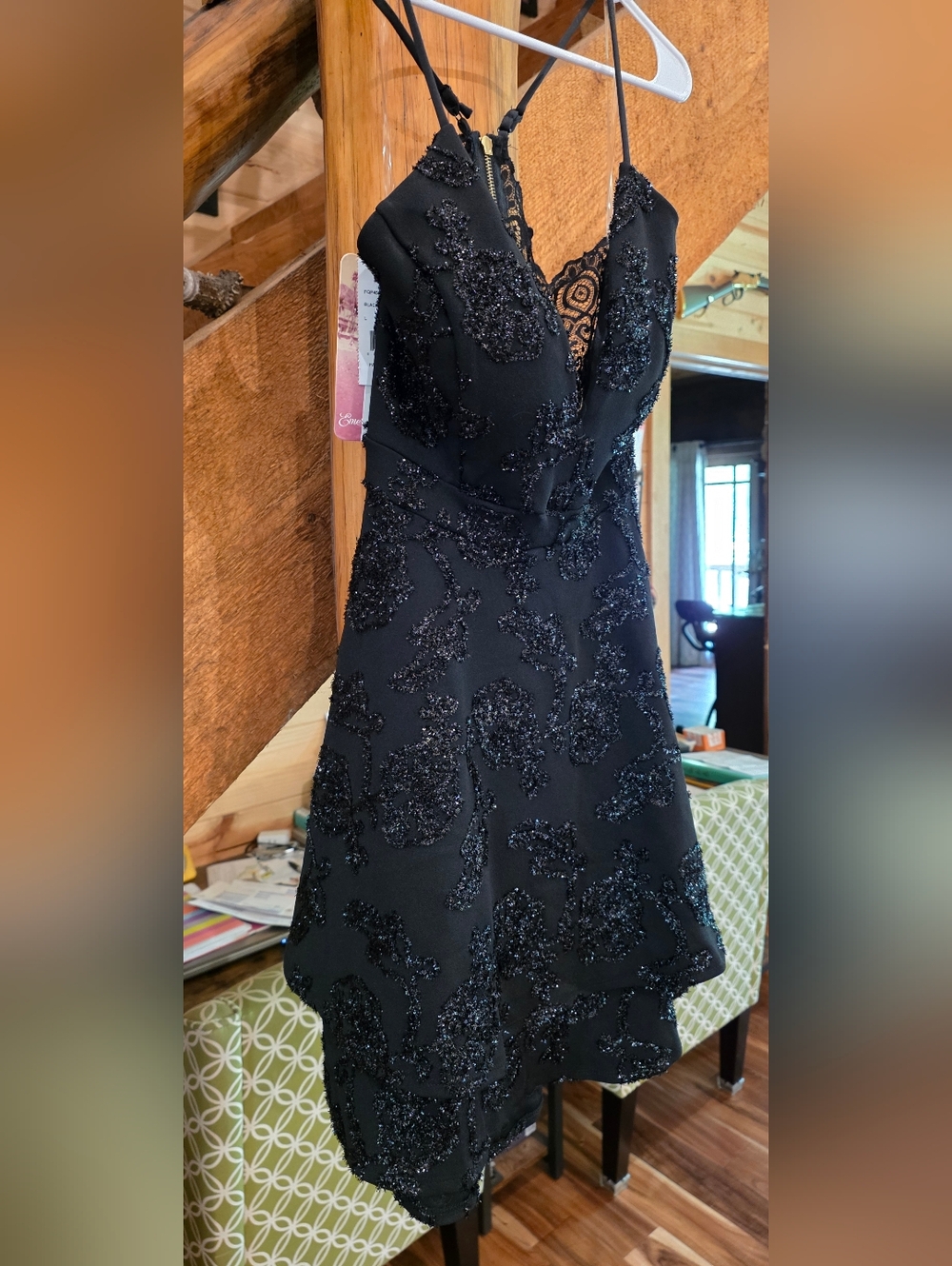 NEW! Black Beaded Lace-Back Party Dress - Picture 2 of 14